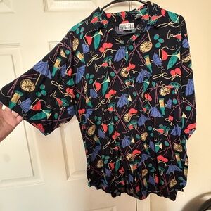 City Streets Black Multicolor Casual Button Down Shirt